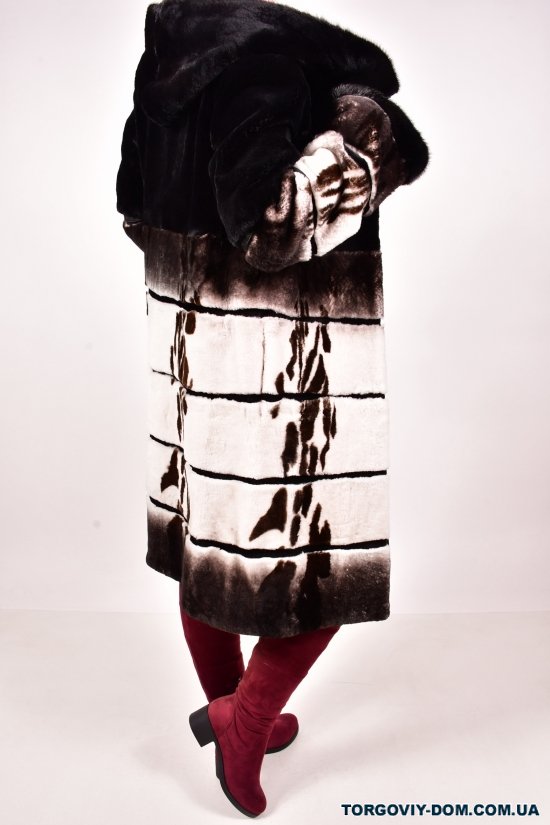Шуба з хутра бобра зі вставками норки жіноча (обсяг 100см, довжина 100см) Lilifur арт.3528