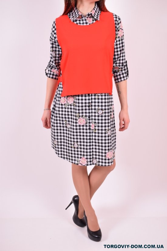 Платье-рубашка с жилетом женская DSHE (Elastane 5%,Polyester 95%) Размеры в наличии : 42, 44 арт.S69-6154