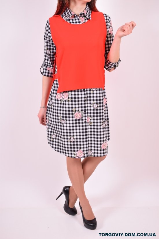 Платье-рубашка с жилетом женская DSHE (Elastane 5%,Polyester 95%) Размеры в наличии : 42, 44 арт.S69-6154