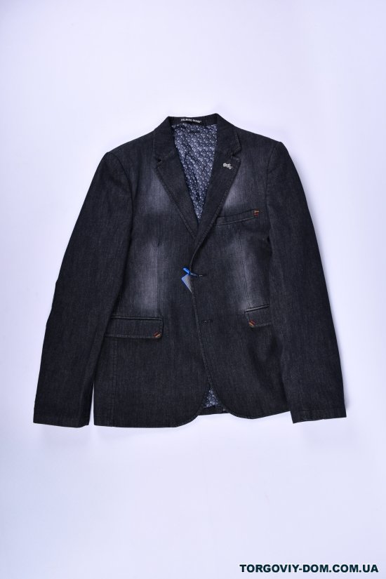 Пиджак для мальчика джинсовый Slim Fit (color black) Palmiro Rossi Рост в наличии : 152, 170, 176 арт.6050