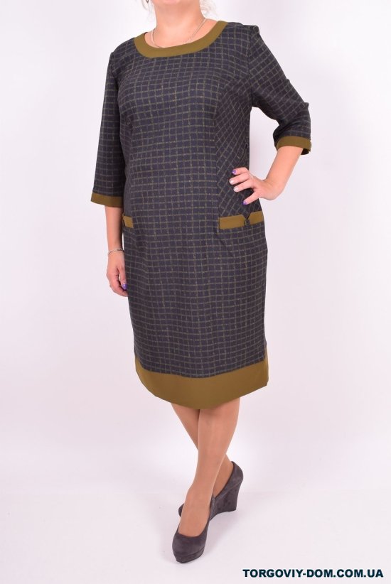Платье женское рукав 3/4 (цв.оливковый) SUNLEES (Cotton 90%,Elastane 10%) Размер в наличии : 48 арт.0041037SNL