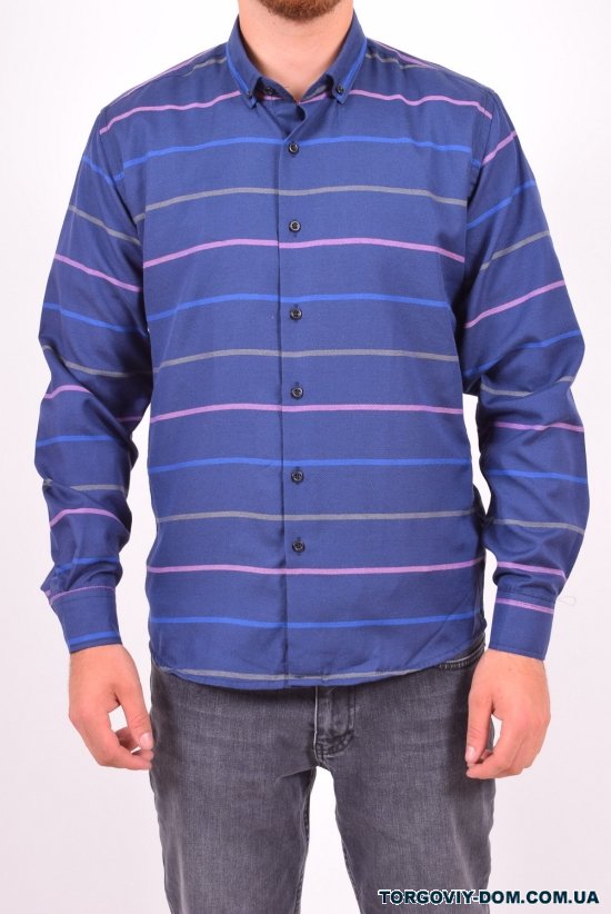 Рубашка мужская  (цв.т.синий) (slim fit)  businessX (Cotton 70%,Polyester 30%) Размер в наличии : 46 арт.клетка