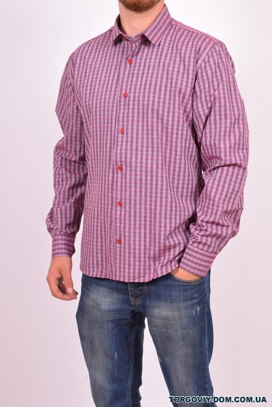 Рубашка мужская  (цв.бордовый) (slim fit)  businessX (Cotton 70%,Polyester 30%) Размер в наличии : 46 арт.полоска