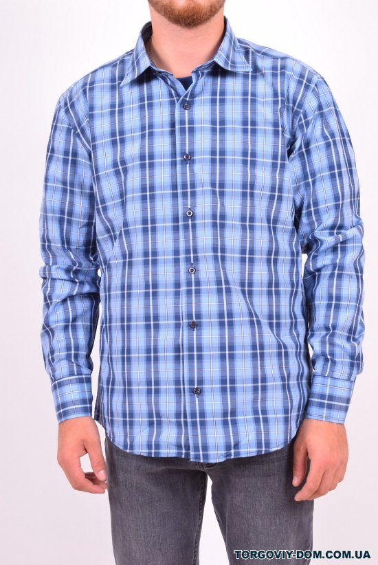 Рубашка мужская  (цв.синий/голубой) (slim fit)  businessX (Cotton 70%,Polyester 30%) Размер в наличии : 46 арт.клетка