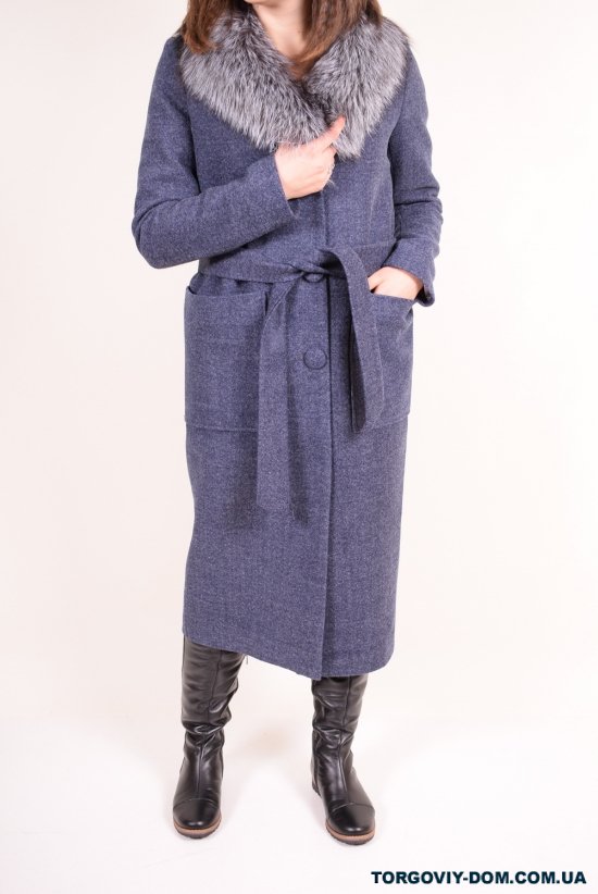 Пальто жіноче вовняне (кол. Т / синій) з натуральним хутром LUIZA WOOMAN Розмір в наявності : 44 арт.Эмилия