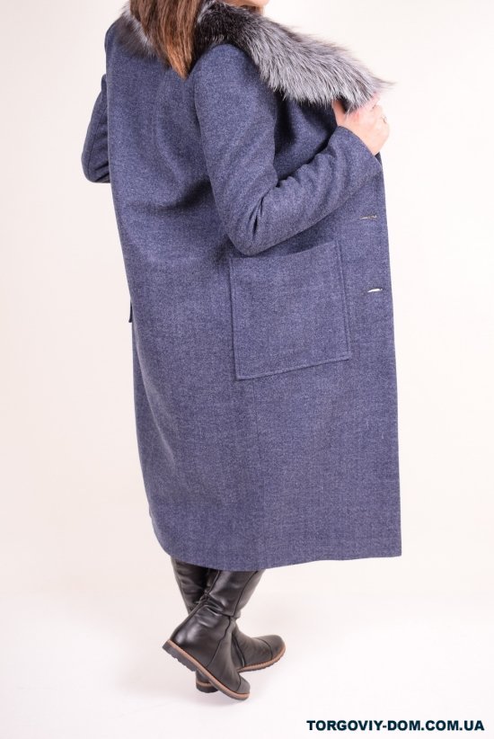 Пальто женское шерстяное (цв.т/синий) с натуральным мехом LUIZA WOOMAN Размер в наличии : 44 арт.Эмилия