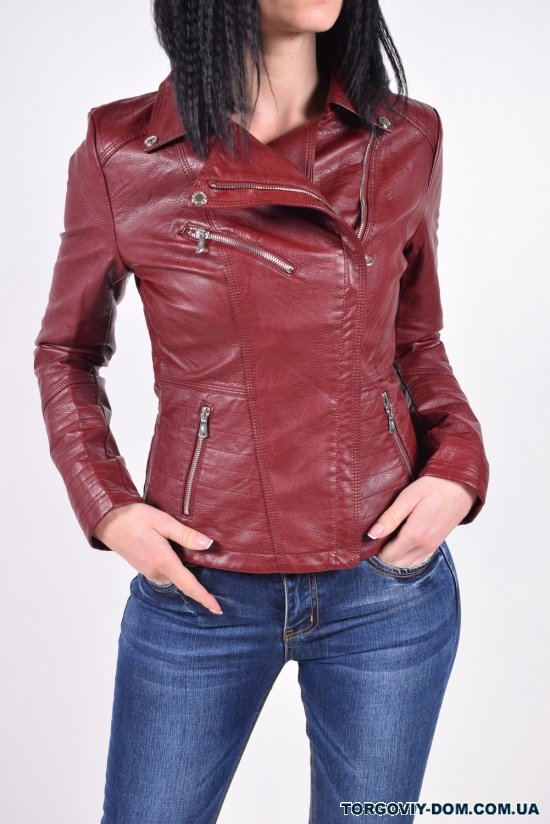 Куртка женская из (цв.бордовый) кожзаменителя демисезонная LANMAS Размер в наличии : 40 арт.5852
