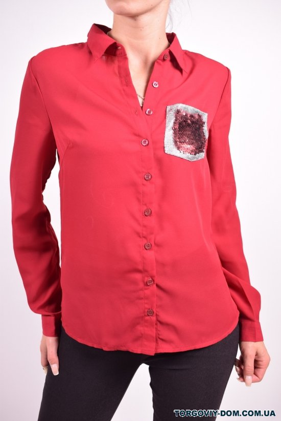 Блуза женская (цв.бордовый) шифоновая Qianzhidu Размеры в наличии : 40, 42, 44, 46, 48 арт.50527