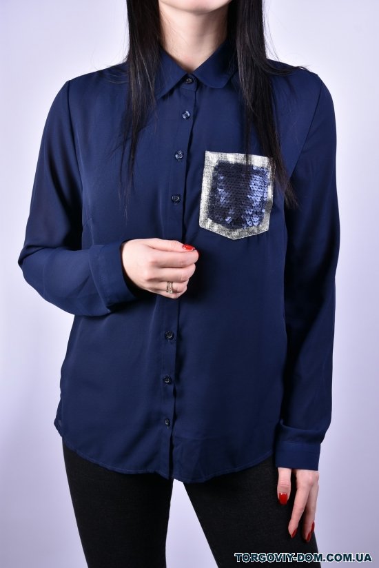 Блуза женская (цв.т/синий) шифоновая Qianzhidu Размеры в наличии : 42, 46, 48 арт.50527
