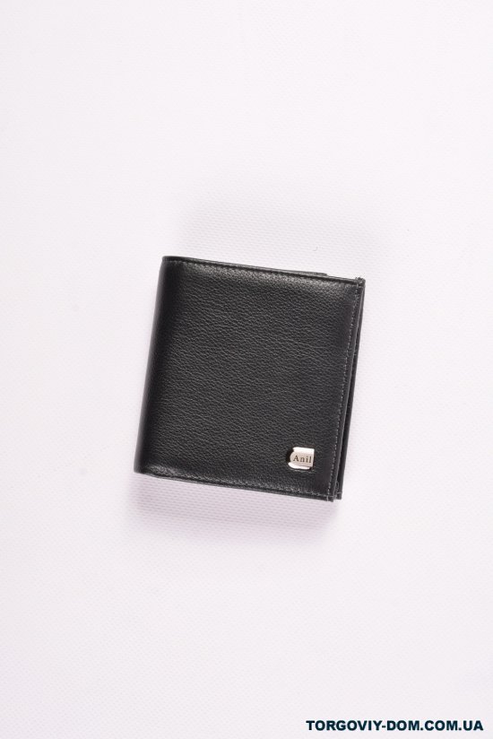 Кошелёк мужской кожаный (цв.черный) размер 11/10 см Anil арт.700-A