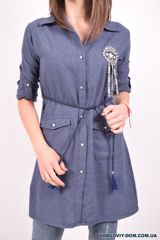 Рубашка-туника женская (цв.т.синий) PIANO (Cotton 60%,Polyester 40%) Размеры в наличии : 42, 44 арт.9751