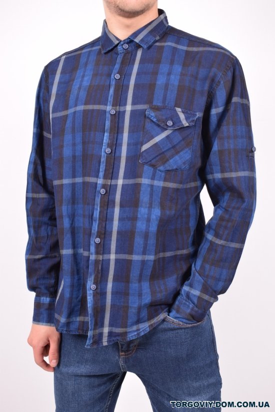 Рубашка мужская (цв.синий/черный) DOFE (95% котон, 5% лукра) Размеры в наличии : 40, 42, 44 арт.11.1
