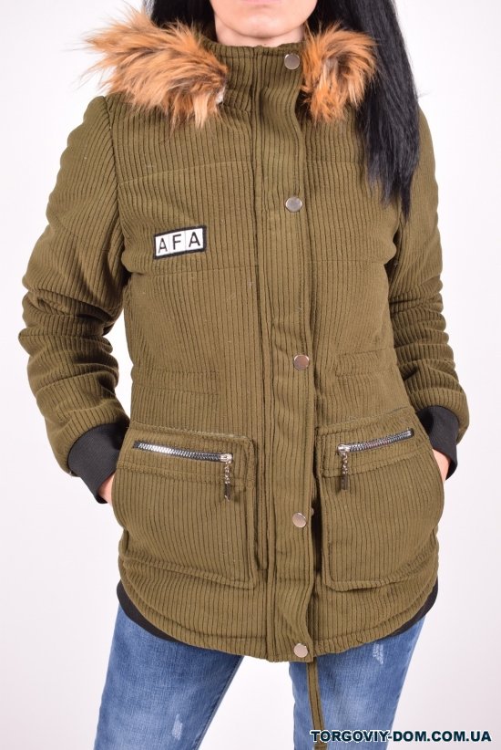 Куртка жіноча велюрова (кол. Хакі) демісезонний GREMONA Розміри в наявності : 42, 46 арт.3254
