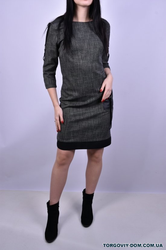 Платье женское (цв.черный/серый)  DShi (Elastane 5%,Polyester 95%) Размер в наличии : 42 арт.033-8218