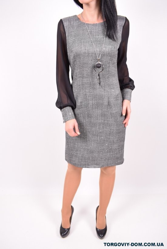 Платье женское (цв.черный) комбинированное с бижутерией SheFly (Polyamide 5%,Viscose 95%) Размер в наличии : 44 арт.019-220061