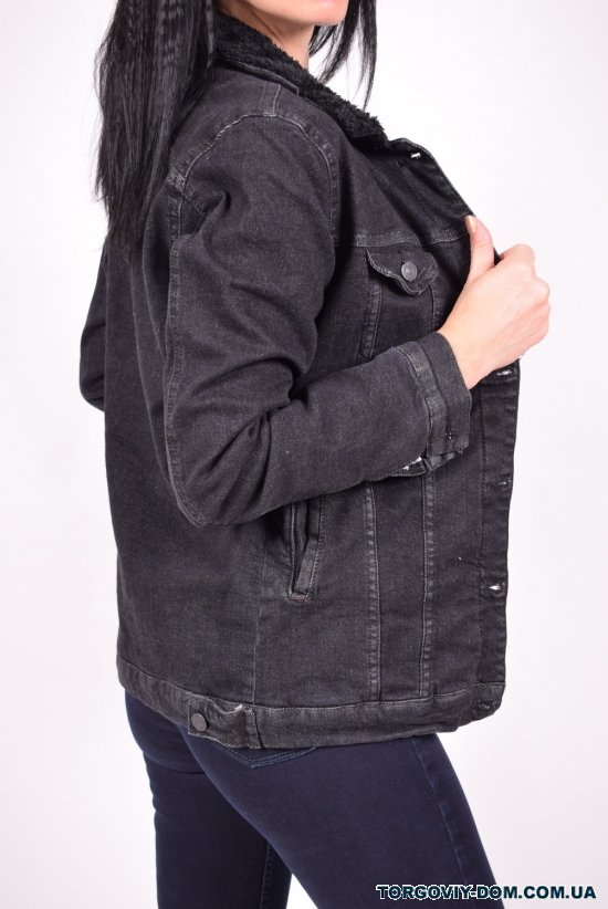 Пиджак джинсовый женский (цв.черный) на меху "ВIG NAS" Размеры в наличии : 38, 40, 42 арт.392