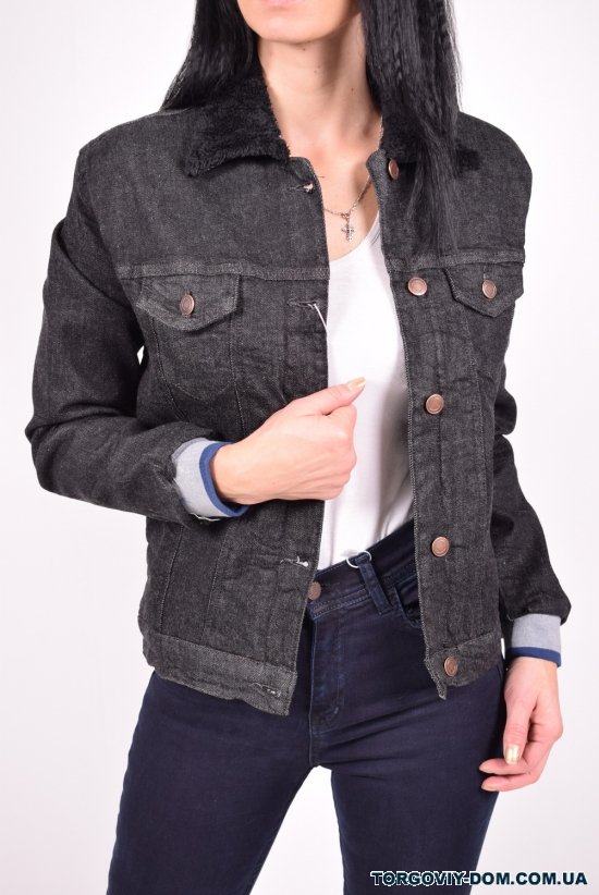 Пиджак джинсовый женский (цв.черный) на меху "ВIG NAS" Размеры в наличии : 36, 38, 40, 42 арт.412