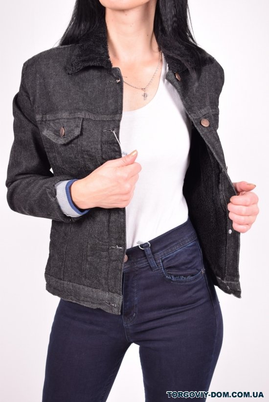 Пиджак джинсовый женский (цв.черный) на меху "ВIG NAS" Размеры в наличии : 36, 38, 40, 42 арт.412
