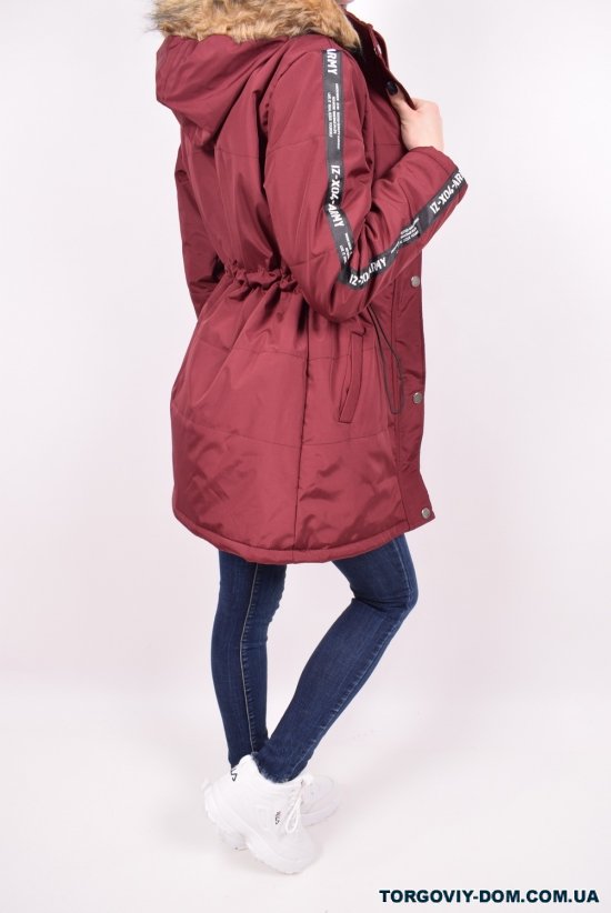 Куртка жіноча з плащової тканини (кол. Бордовий) демісезонний HISSET Розмір в наявності : 40 арт.M102