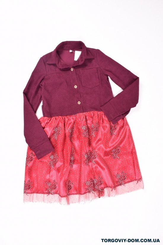 Платье для девочки комбинированное (цв.бордовый) Рост в наличии : 146 арт.01
