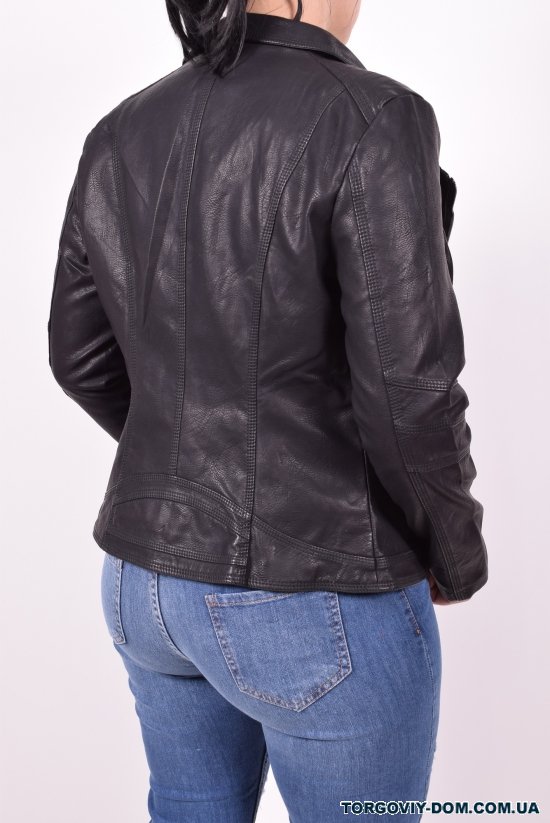 Куртка женская (цв.черный) из кожзаменителя демисезонная Размер в наличии : 40 арт.2023