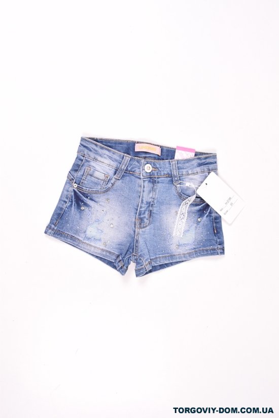 Шорти джинсові для дівчинки стрейчеві "LIHONG" Зріст в наявності : 140 арт.H-2196