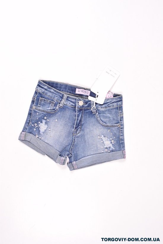 Шорты для девочки джинсовые "LIHONG" (Cotton 68%,Elastane 2%,Polyester 30%) Рост в наличии : 110, 116, 122 арт.LE-845