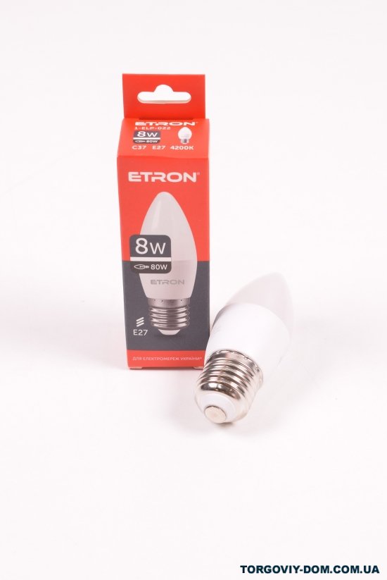 Лампа светодиодная C37 (8W,E27,4200К)220V ETRON арт.1-ELP-022