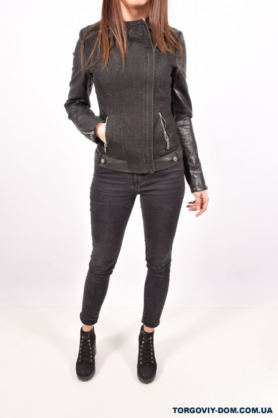 Куртка женская из кожезаменителя (цв.черный) Lanmas Размер в наличии : 38 арт.R-803