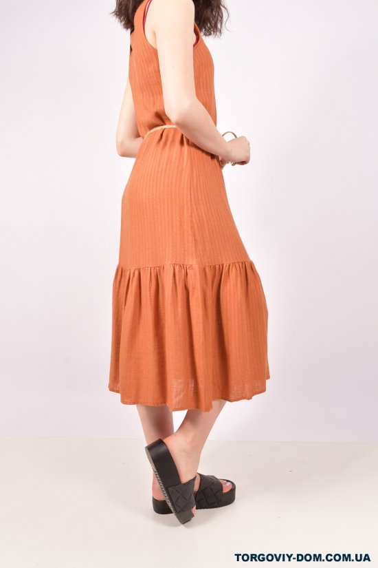 Сукня жіноча з тканини льон (кол. Теракотовий) "Karon" Розмір в наявності : 42 арт.9956
