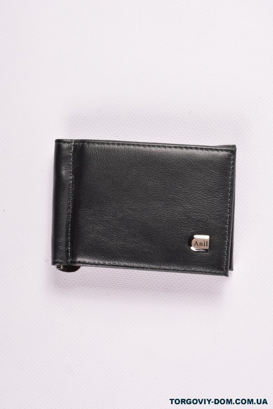 Зажим для денег кожаный (цв.чёрный) ANIL размер 11/8 см. арт.1004-24