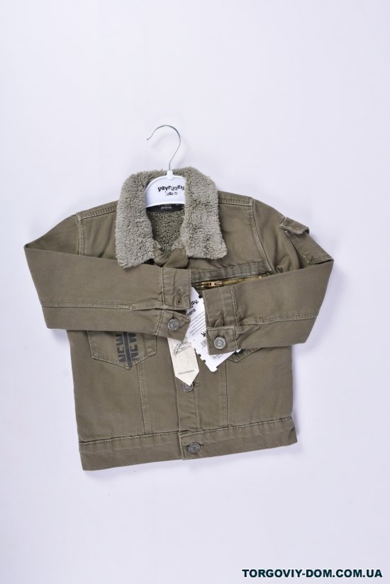 Курточка джинсовая для мальчика на меху (цв.хаки) Рост в наличии : 92, 104, 110 арт.5142