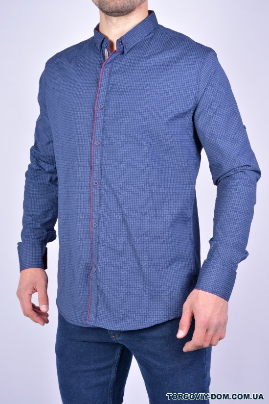 Рубашка мужская стрейчевая Slim Fit (цв.т.синий/бордовый) G-PORT Размеры в наличии : 46, 48 арт.235