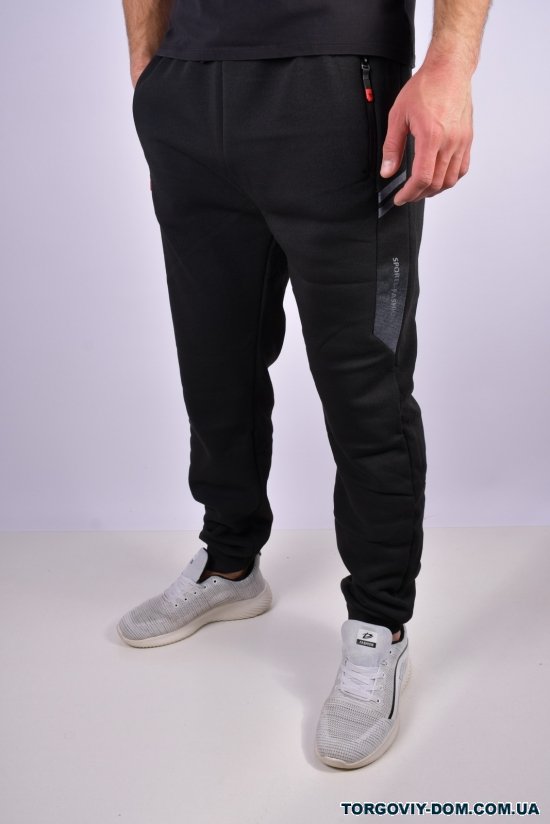 Чоловічі штани трикотажні (кол. чорний) на флісі BLACK CYCLONE Розмір в наявності : 52 арт.WK-2206