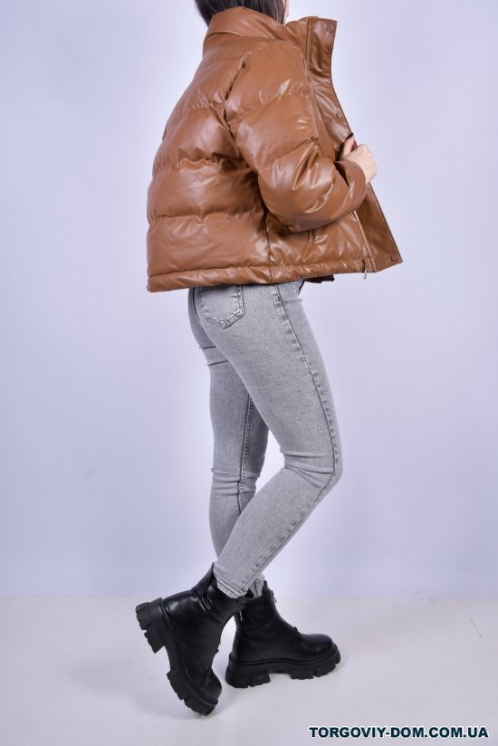 Куртка жіноча зимова (кол. коричневий) з екошкіри Розмір в наявності : 42 арт.0163