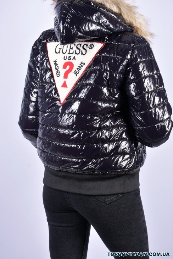 Куртка женская зимняя (цв.черный)"GUESS" натуральная опушка Размеры в наличии : 40, 44 арт.1005