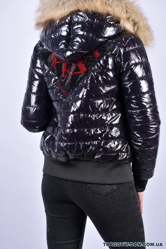 Куртка женская зимняя (цв.черный) натуральная опушка Размер в наличии : 42 арт.1004