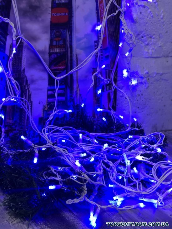 Гирлянда дождик (цв.синий) светодиодная белый провод 3,3м (уличная) 150 LED арт.SHORT-CURTAIN-B-1