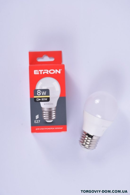 Лампа светодиодная G45 (8W,E27,3000К)220V ETRON арт.1-ELP-041