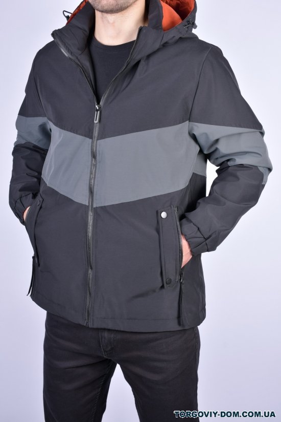 Куртка мужская из плащевки демисезонная (цв.черный/серый) "ATE" Размеры в наличии : 46, 48, 50, 52, 54 арт.F-209