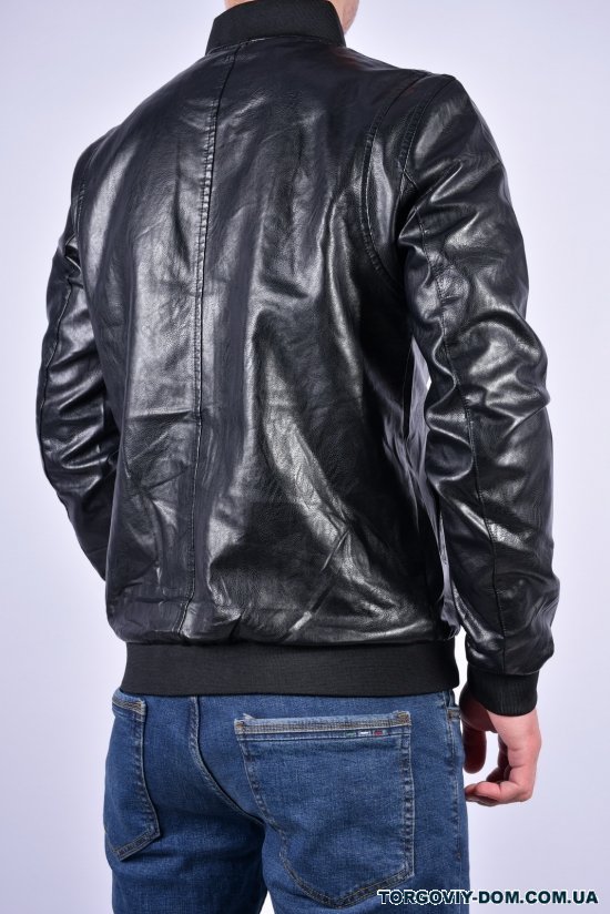 Куртка мужская из кожезаменителя (цв.чёрный) Размеры в наличии : 44, 46, 48, 50, 52, 54 арт.16028