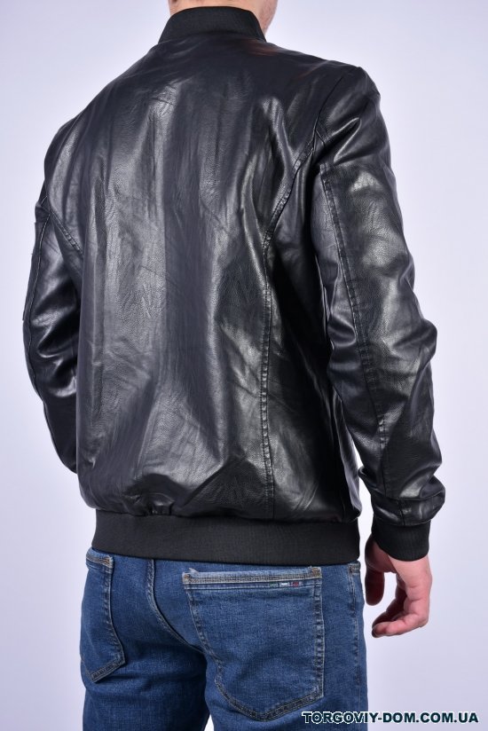 Куртка мужская из кожезаменителя (цв.чёрный) Размеры в наличии : 44, 46, 48, 50, 52, 54 арт.2017