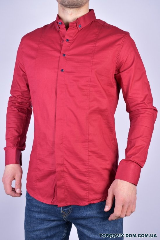 Рубашка мужская стрейчевая Slim Fit (цв.бордовый) "G-PORT" Размер в наличии : 46 арт.250