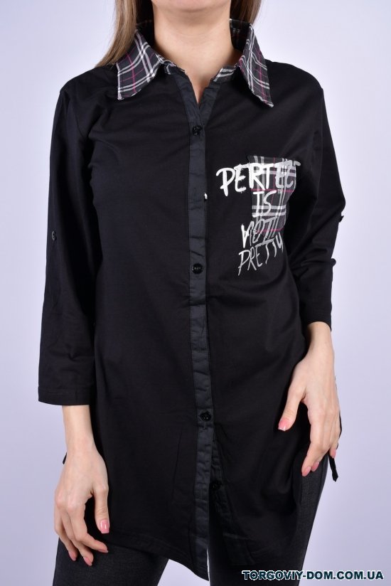 Рубашка женская (цв.черный) стрейчевая "ANGORA" Размер в наличии : 44 арт.8843