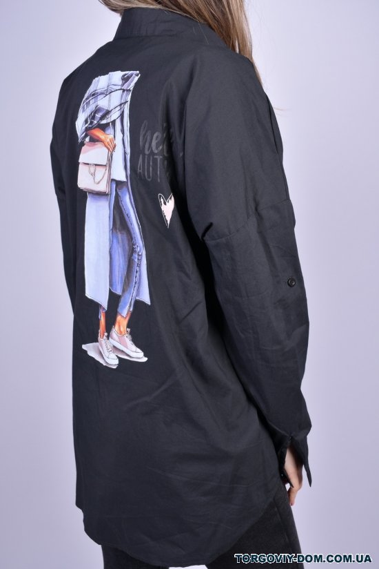 Рубашка-туника женская (цв.черный) стрейчевая "QIANZHIDU" Размеры в наличии : 42, 44, 46 арт.A230612