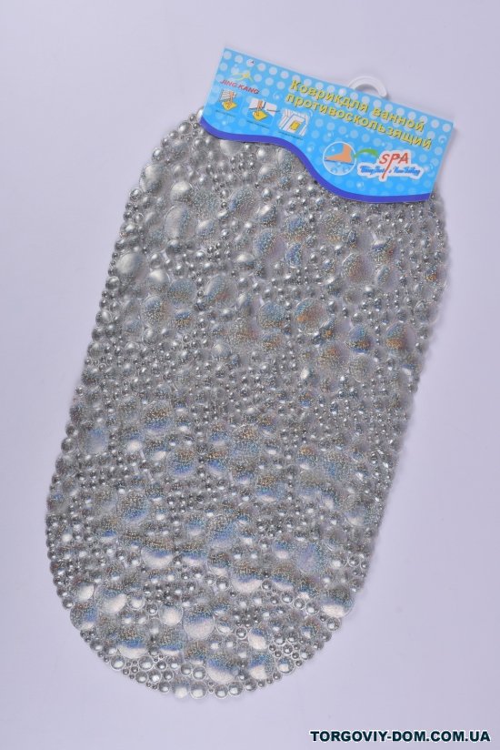 Коврик в ванную(цв.серый) силиконовый на присосках размер 65/34см арт.MF1606