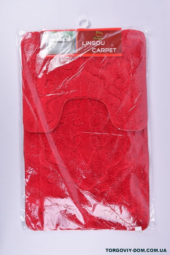 Коврик в ванную 2-ка (цв.красный) LINGOU размер 50/80 см арт.2020-020