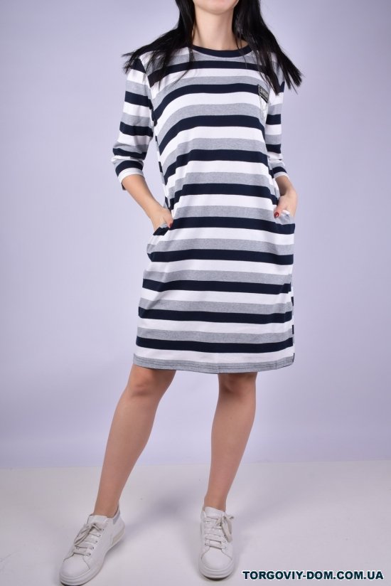 Платье женское трикотажное (цв.т.синий/св.серый) Размер в наличии : 46 арт.2022-61