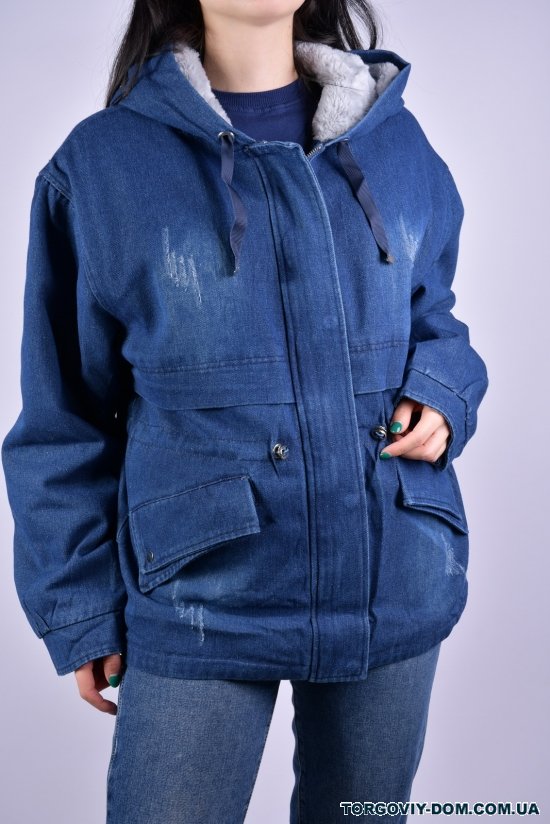Куртка жіноча джинсова (кол. синій) на хутрі "Saint Wish" Розміри в наявності : 52, 56 арт.3021