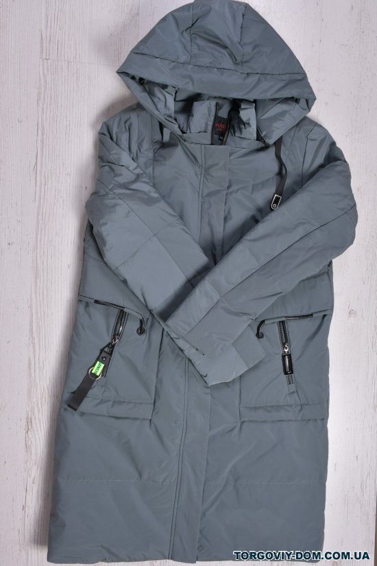 Пальто женское демисезонное (цв.серый/зеленый) из плащёвки "D.S" Размеры в наличии : 50, 54 арт.8027